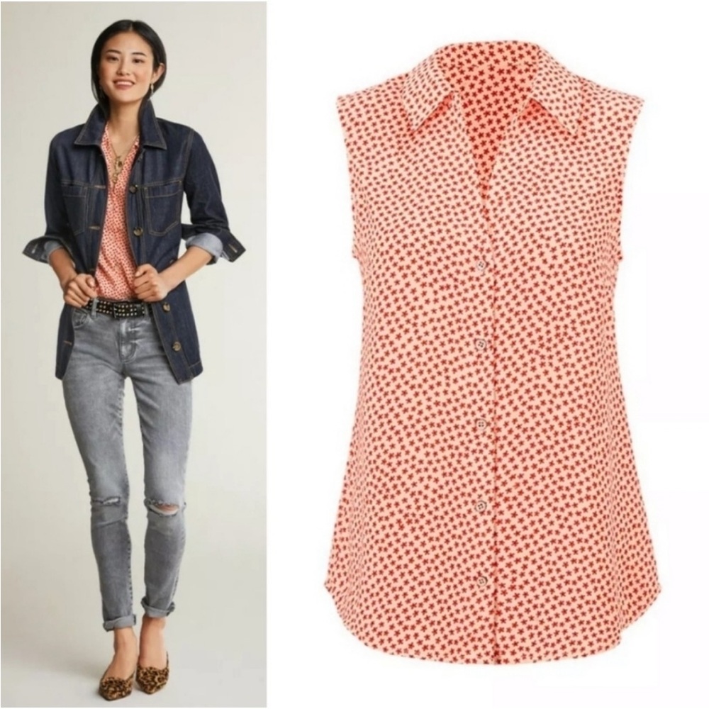 CAbi Blossom Blouse Daisy Print Floral‎ Sleeveless Top Women’s Large #3982 NWOT